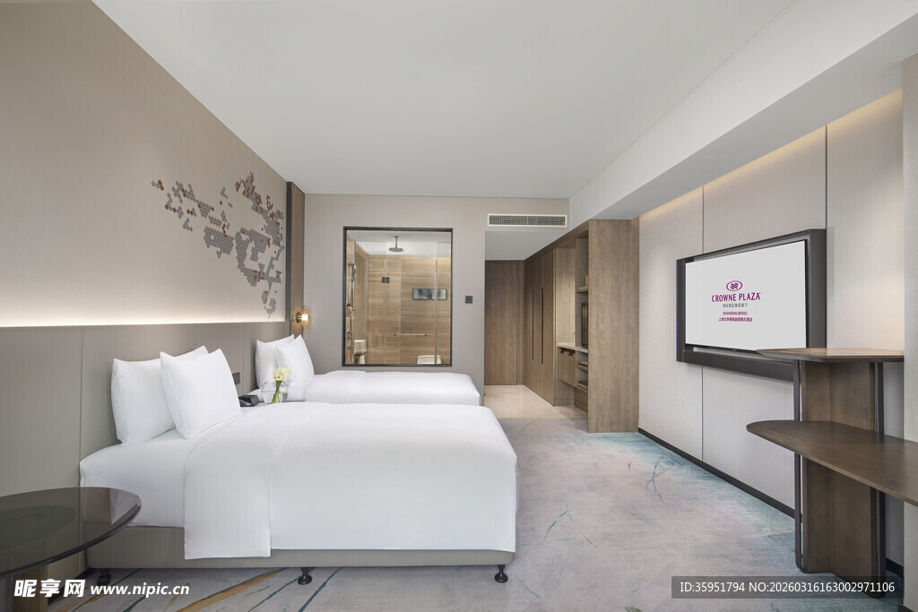 现代简约风格双床酒店客房