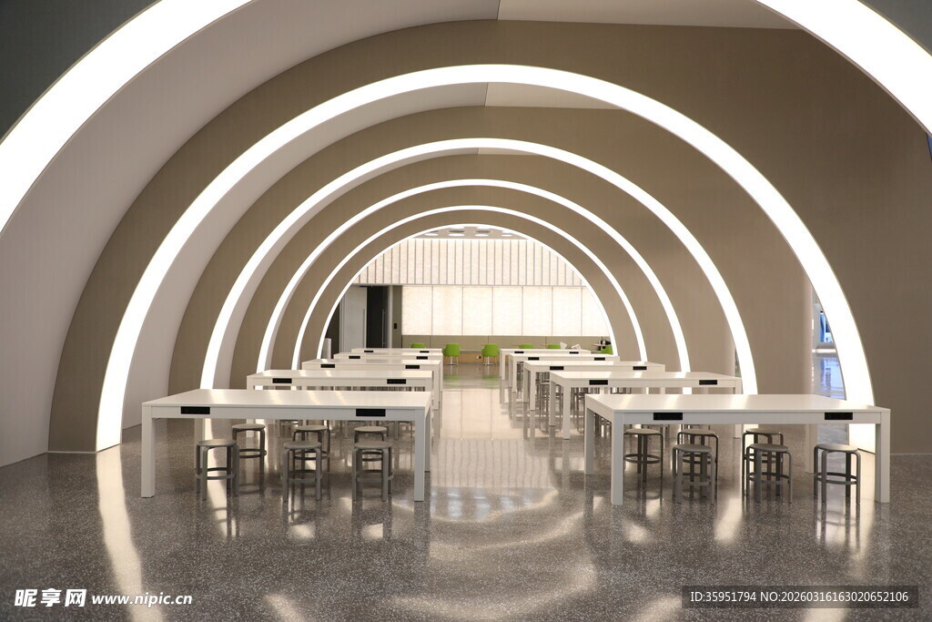 未来感弧形室内空间设计