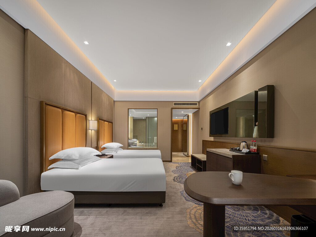 豪华酒店双人客房内景