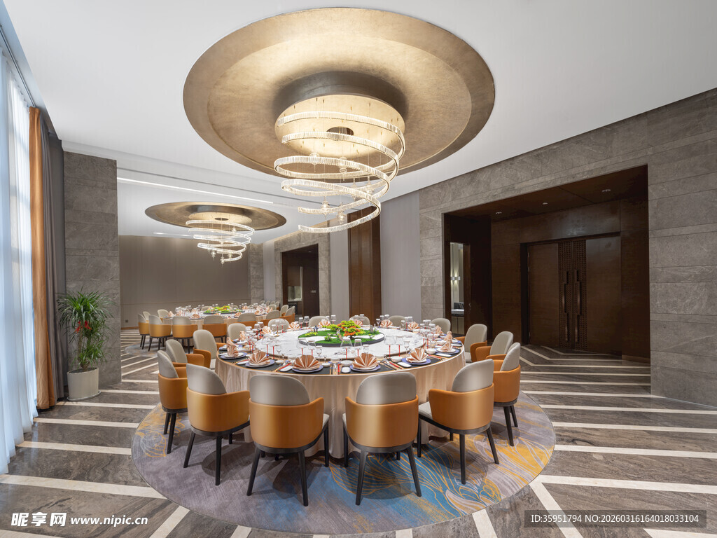 豪华中式风格宴会餐厅场景