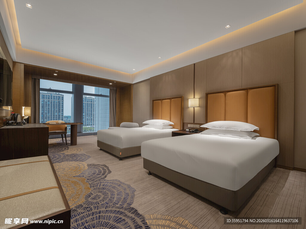 现代风格双床酒店客房