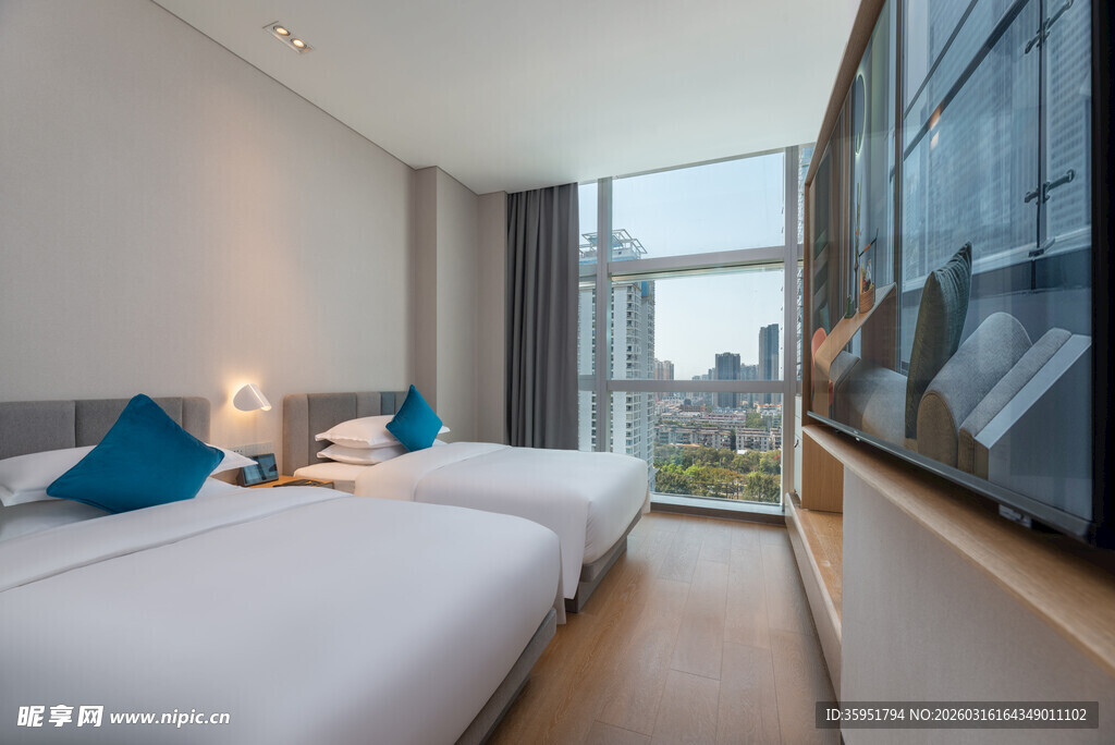 现代简约风格双床酒店客房