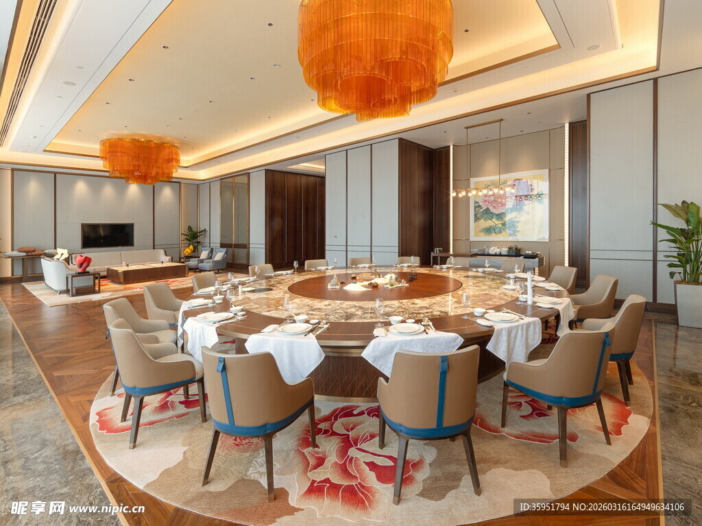 豪华中式圆桌餐厅场景