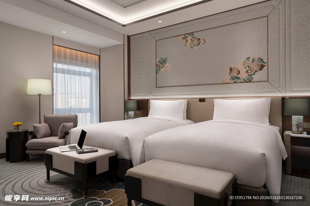 豪华双人卧室酒店客房