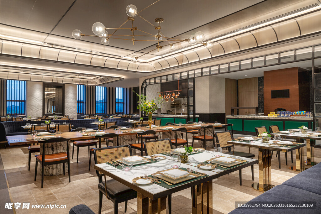 现代风格餐厅室内全景