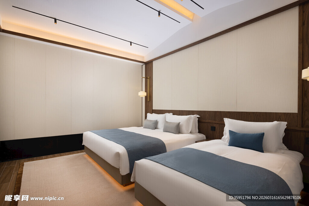 现代简约风格双床酒店客房