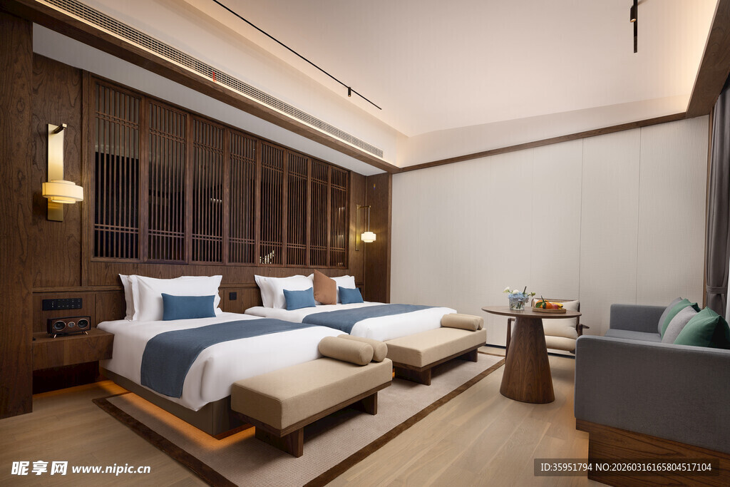 现代中式风格豪华酒店客房