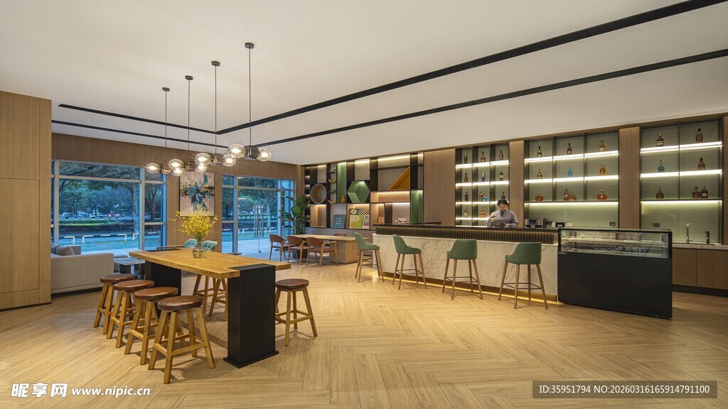 现代豪华餐厅室内场景