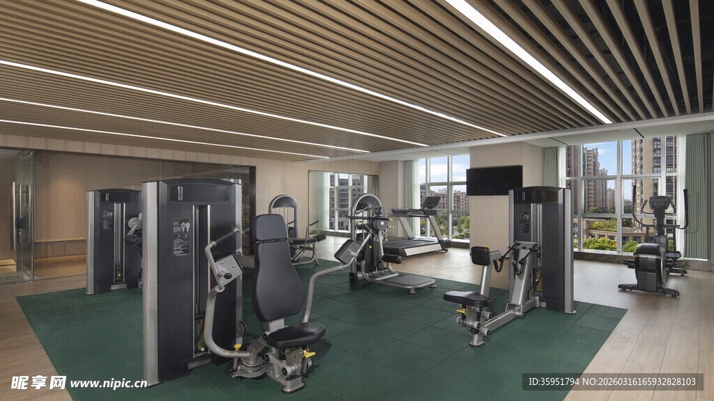 现代健身房健身器材展示