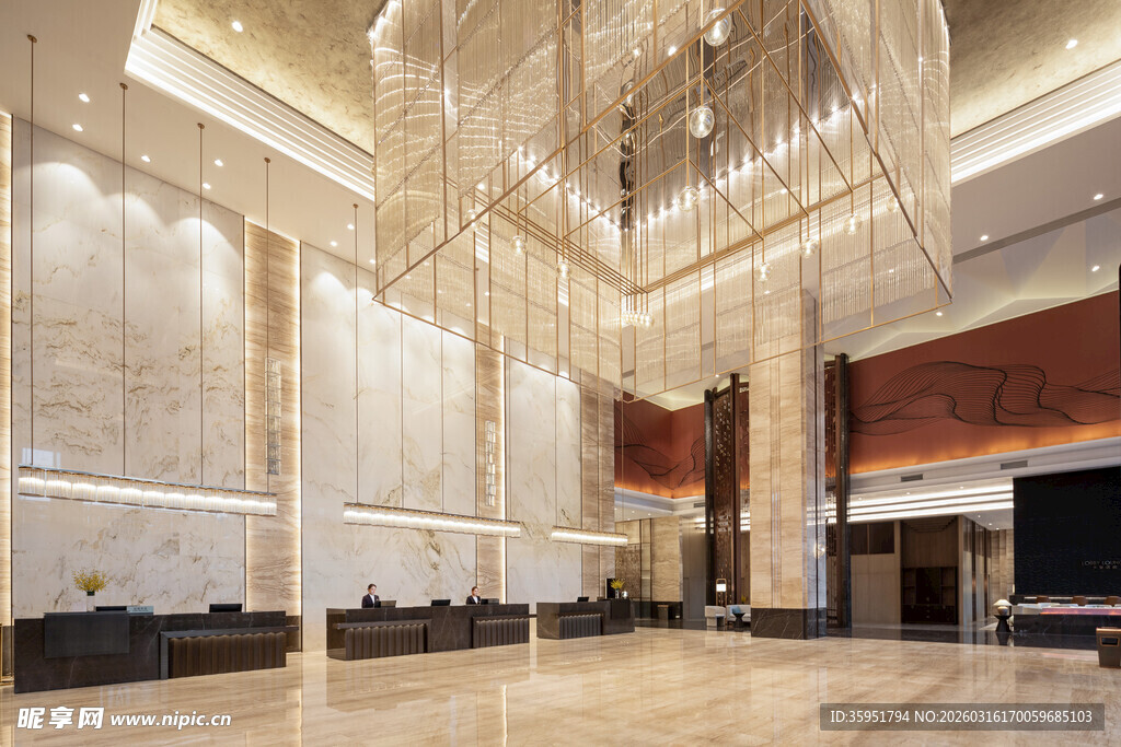 豪华大气的酒店大堂空间