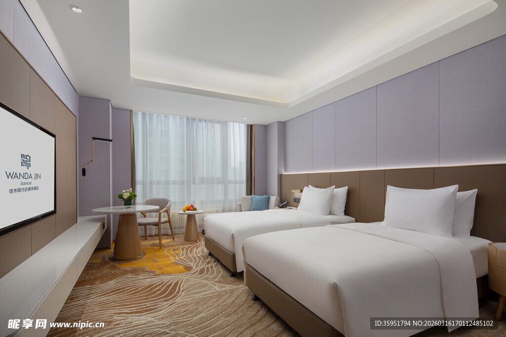 现代简约风格双床酒店房间