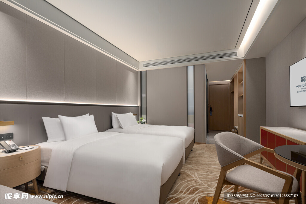 现代简约风格双床酒店客房