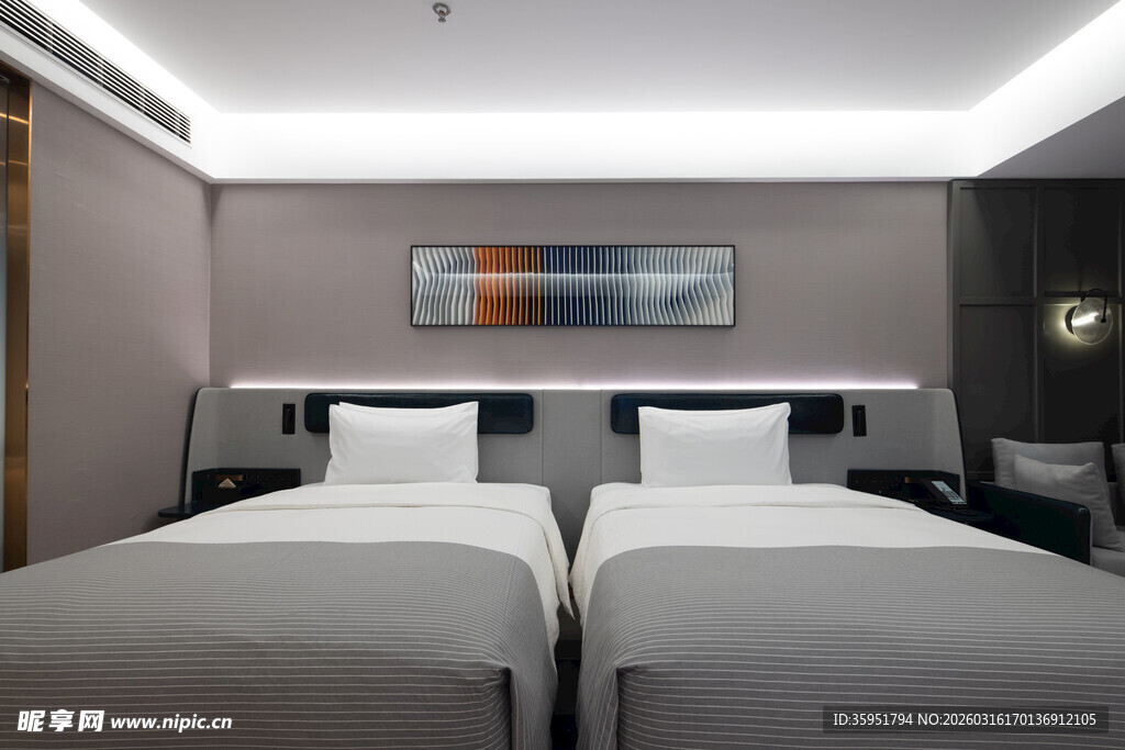 现代简约风格双床卧室