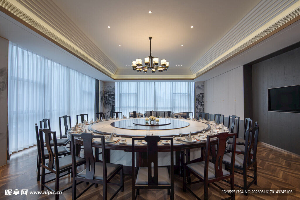 现代中式风格餐厅室内景