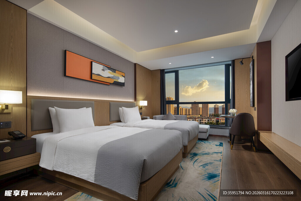 现代风格双床酒店客房