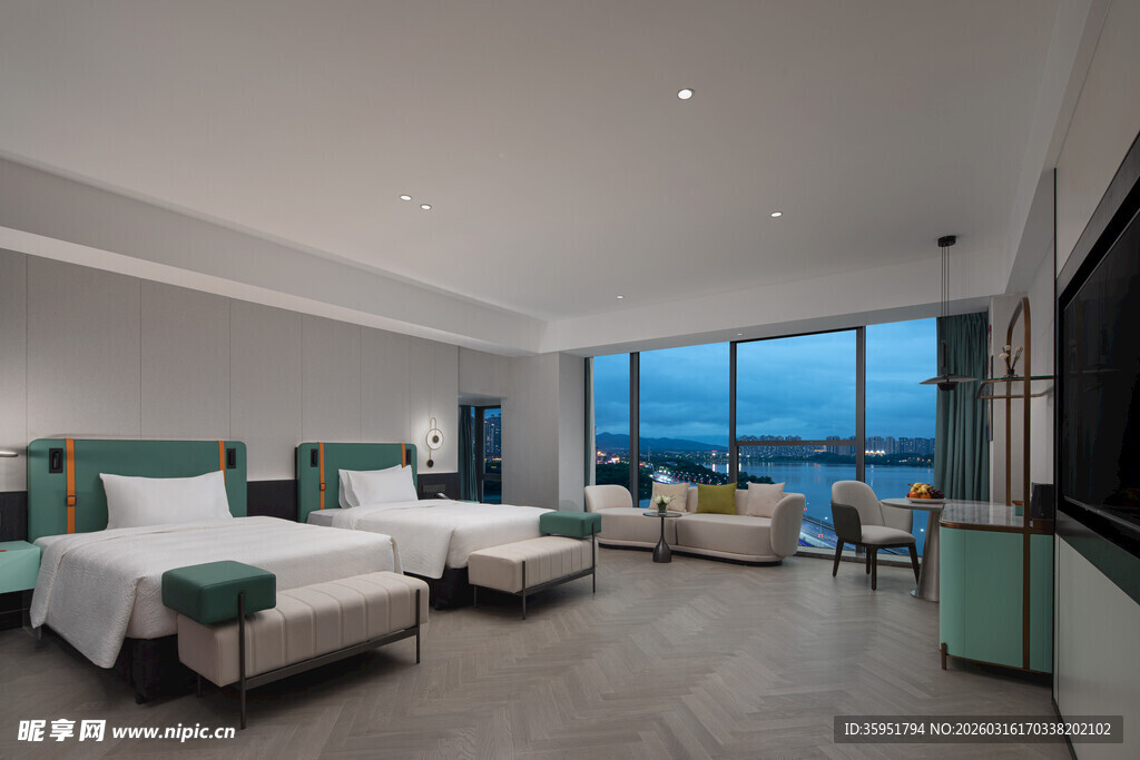 豪华海景双床酒店客房