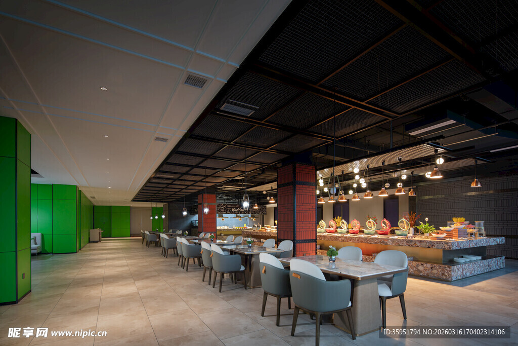 现代工业风餐厅室内场景