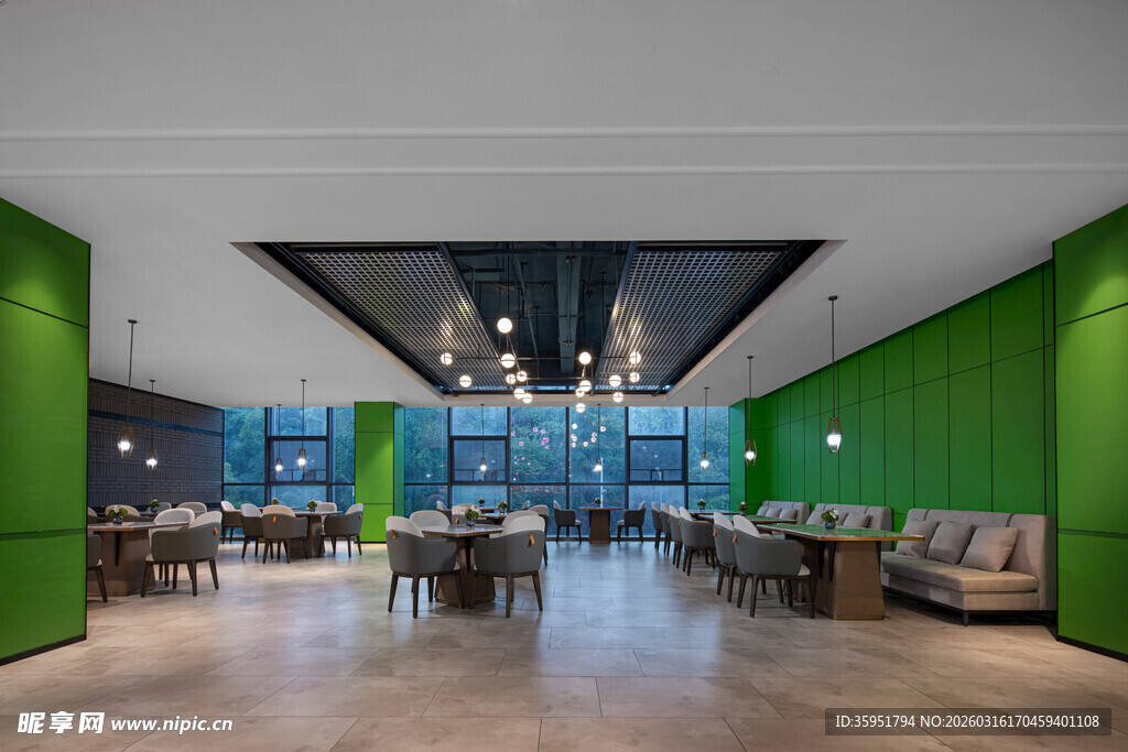 现代风格绿色调办公休息区