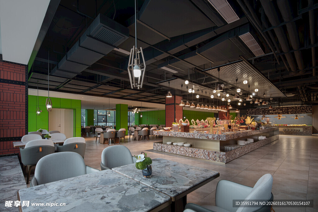 现代时尚餐厅室内空间场景