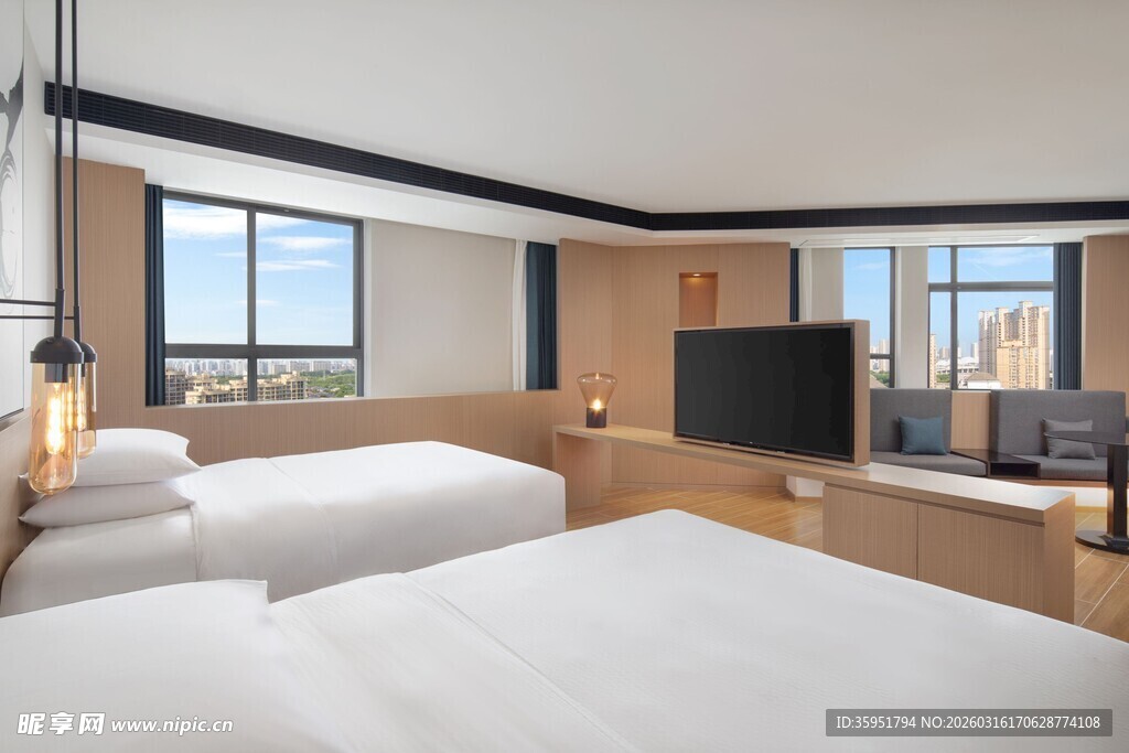 现代简约风格双床酒店房间