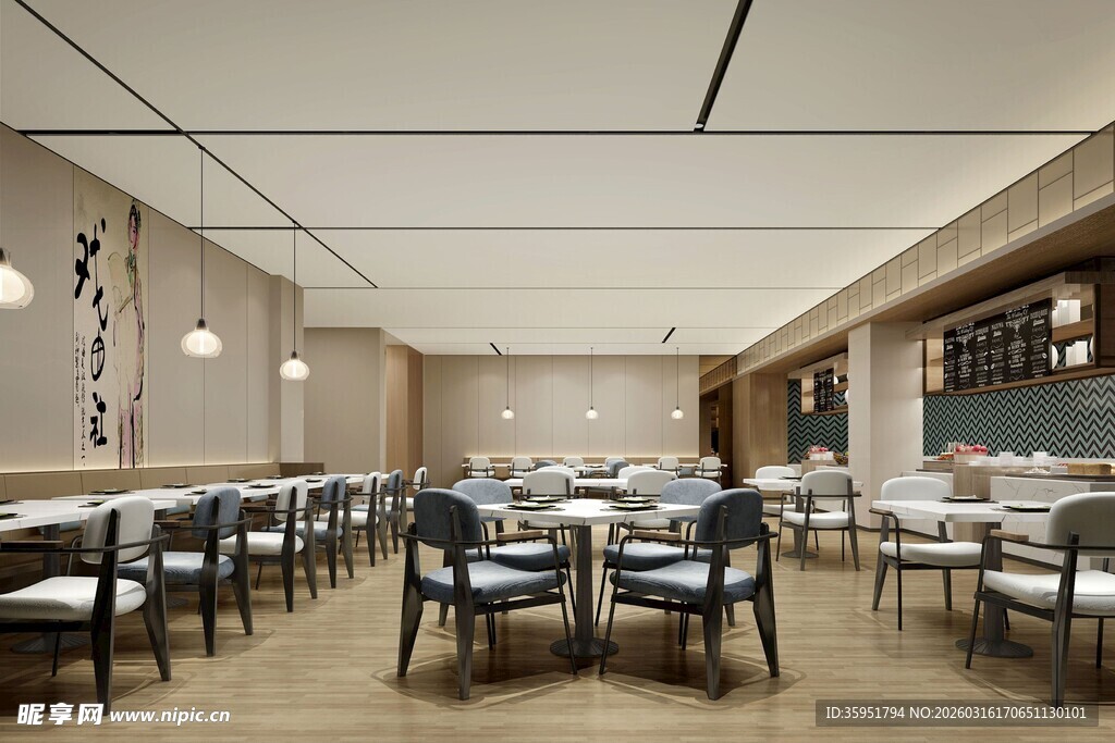 现代简约风格餐厅室内场景
