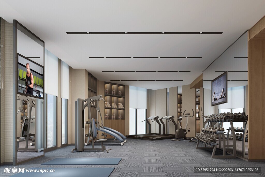 现代健身房室内空间展示