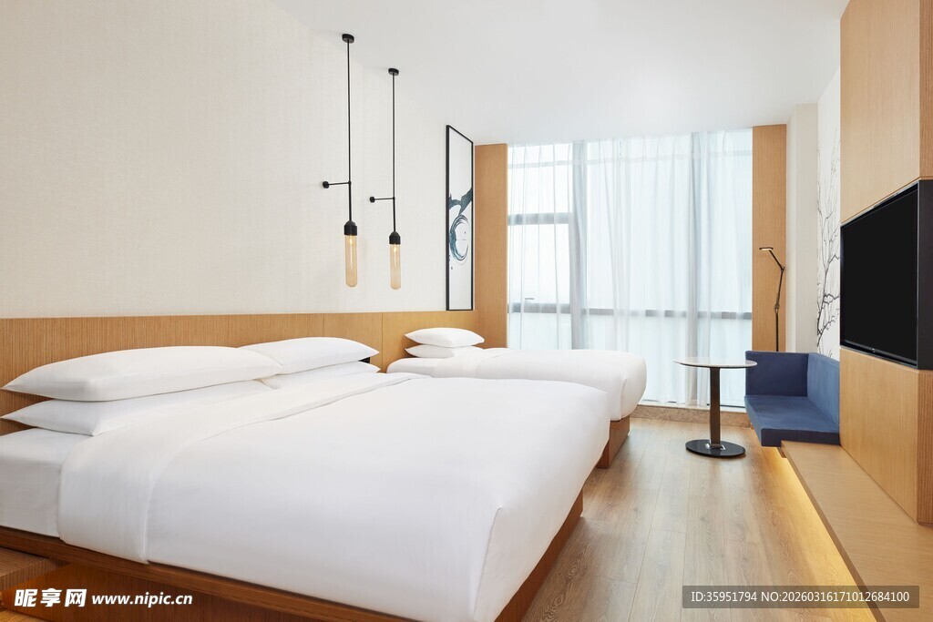 现代简约风格双床酒店房间