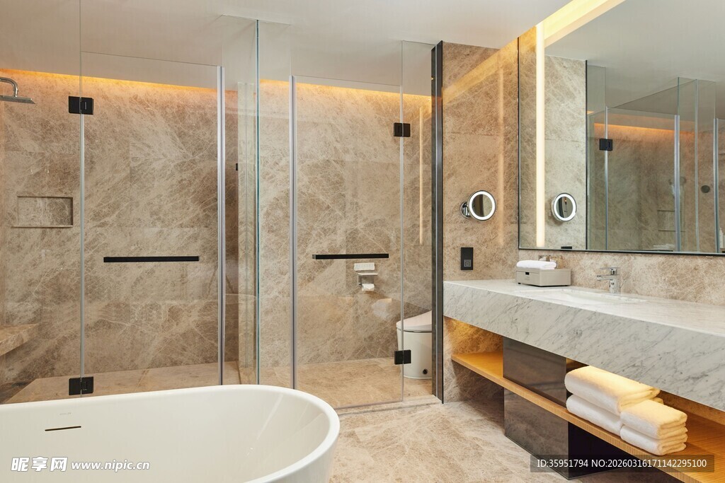 现代豪华大理石浴室空间