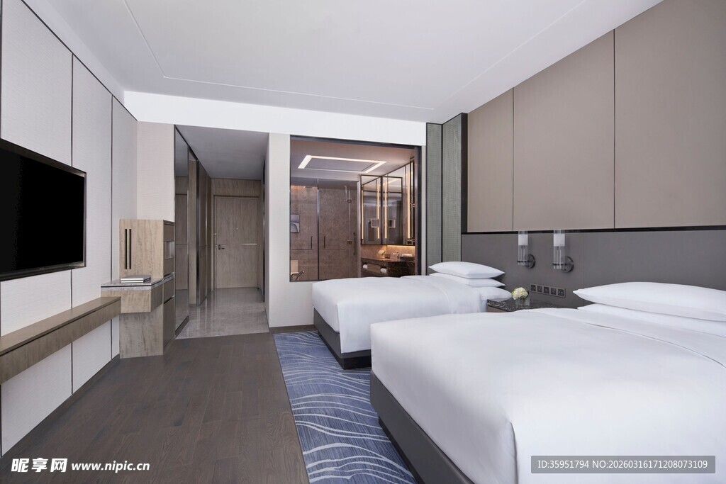 现代简约风格双床酒店客房