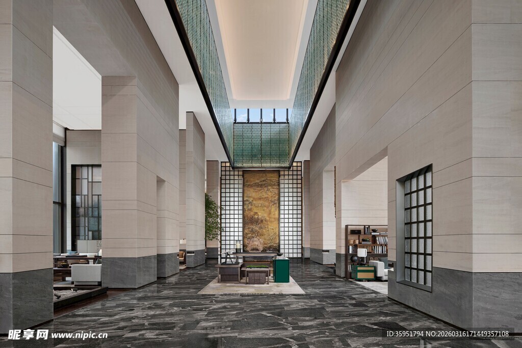 现代大气的室内走廊空间