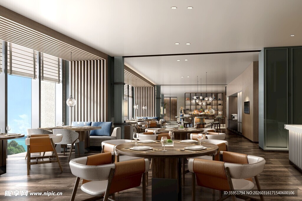 现代风格豪华餐厅室内场景