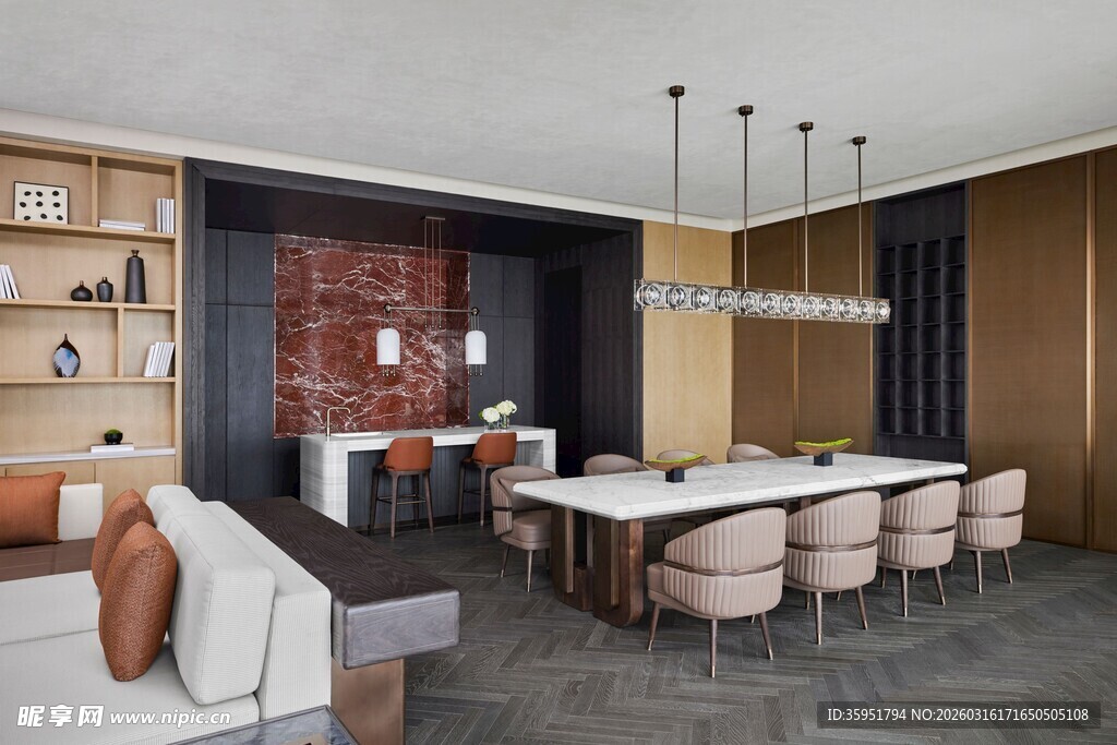 现代风格开放式餐厅客厅