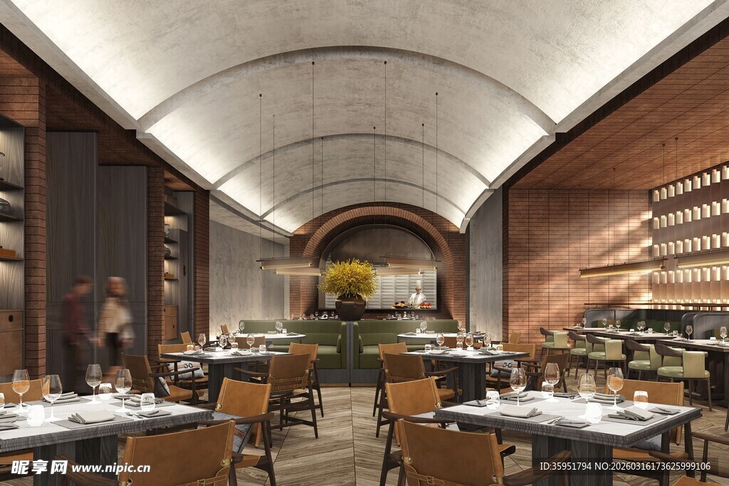 现代风格拱形餐厅室内景