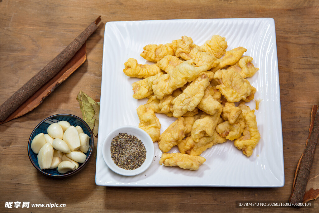 美味香酥鸡柳摆盘特写