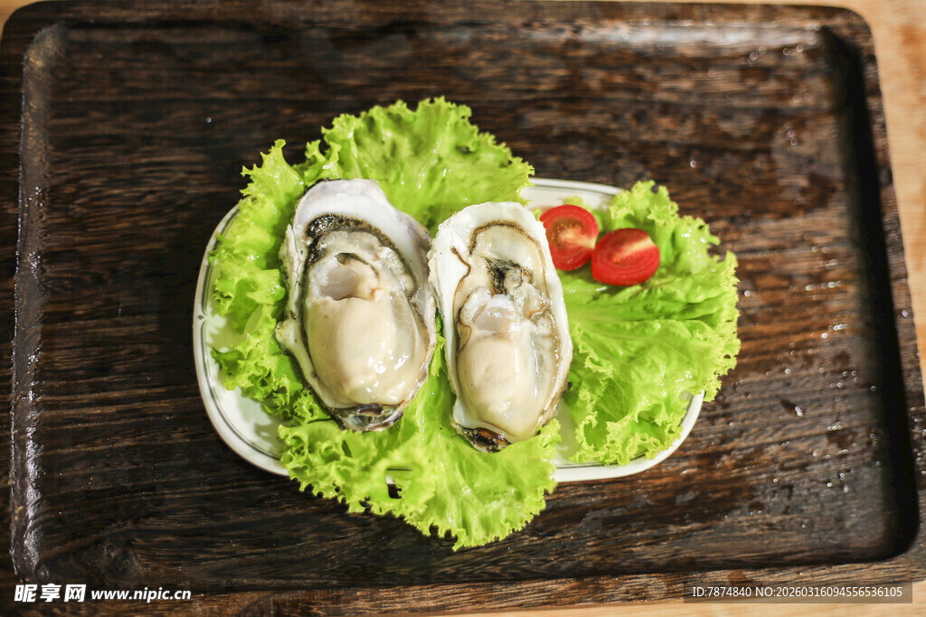 创意摆盘的贝壳海鲜美食