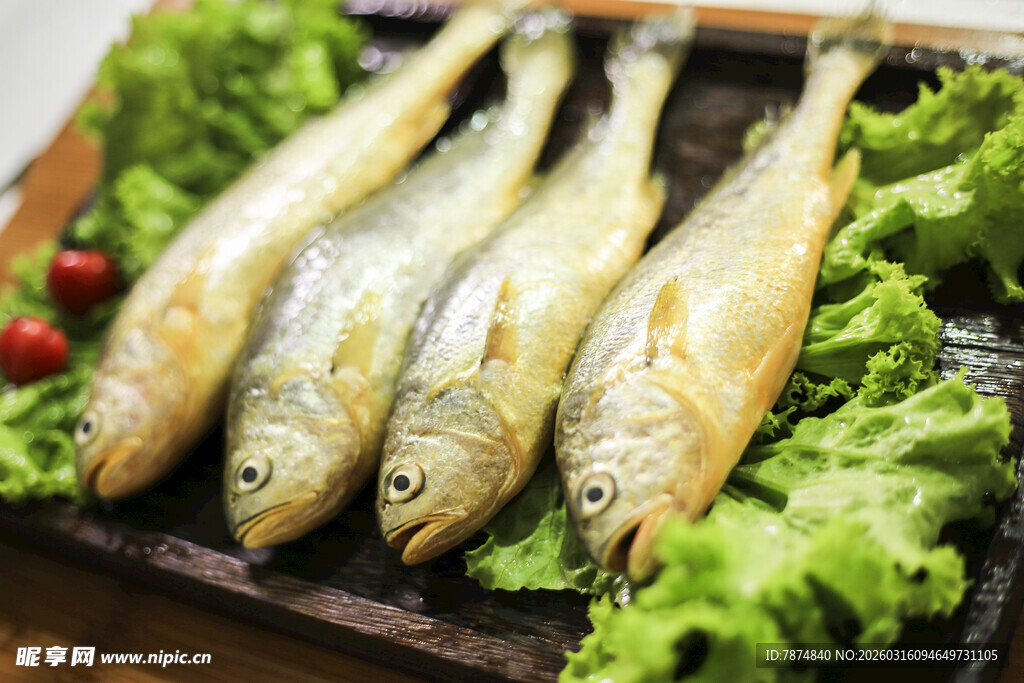 新鲜海鱼配生菜摆盘