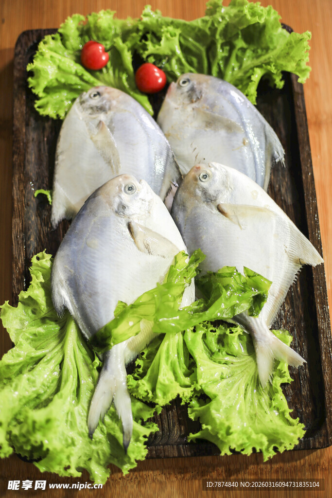 新鲜海鱼配生菜摆盘