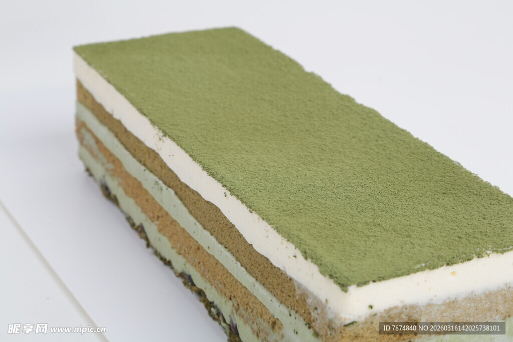 抹茶千层蛋糕特写