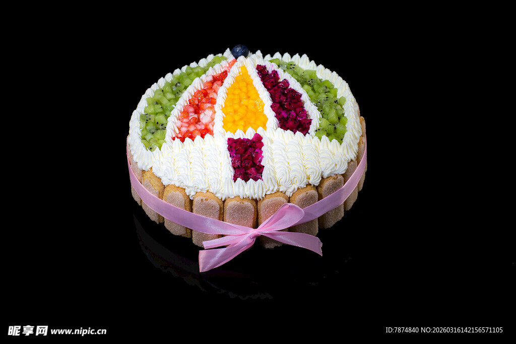 多彩装饰圆形美味蛋糕