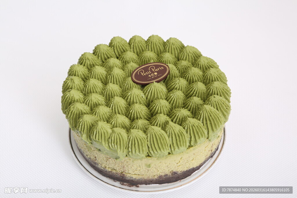 抹茶风味圆形精致蛋糕