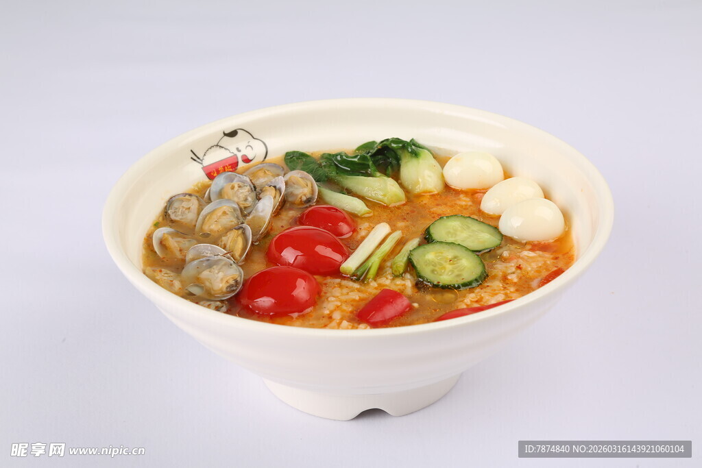 美味海鲜蔬菜汤面