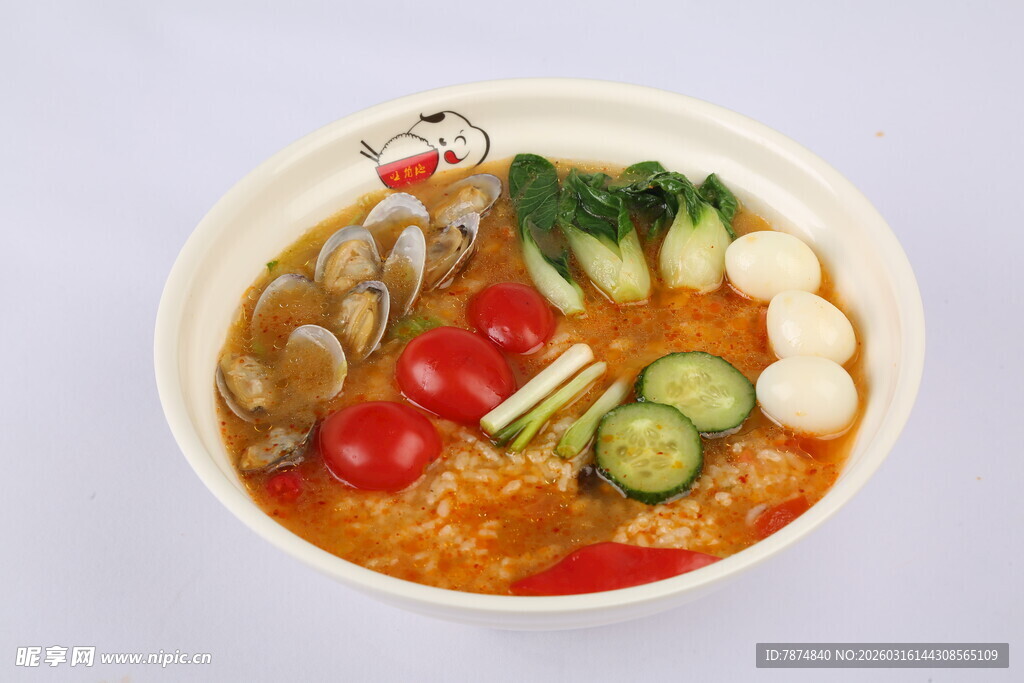 美味海鲜蔬菜汤面