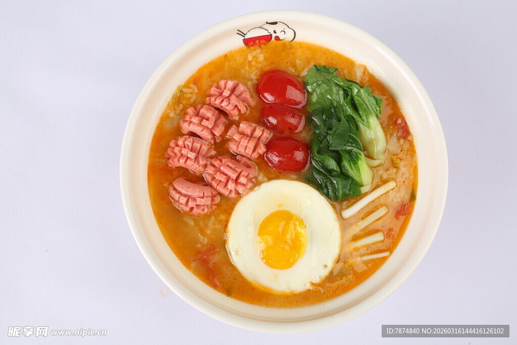 美味香肠鸡蛋拉面美食