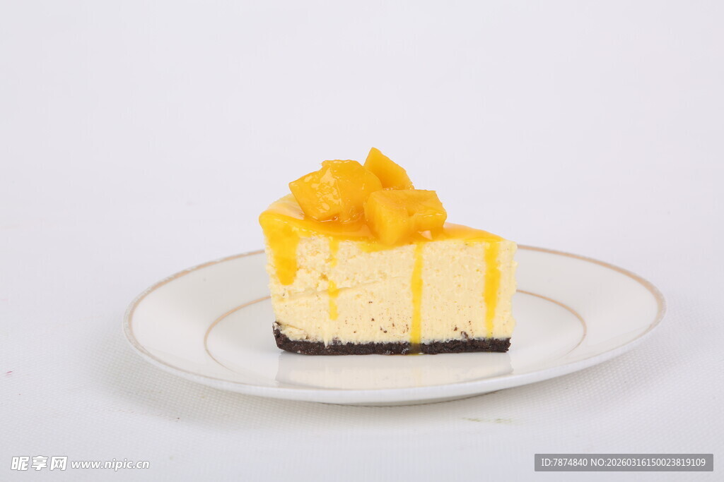 芒果芝士蛋糕切片