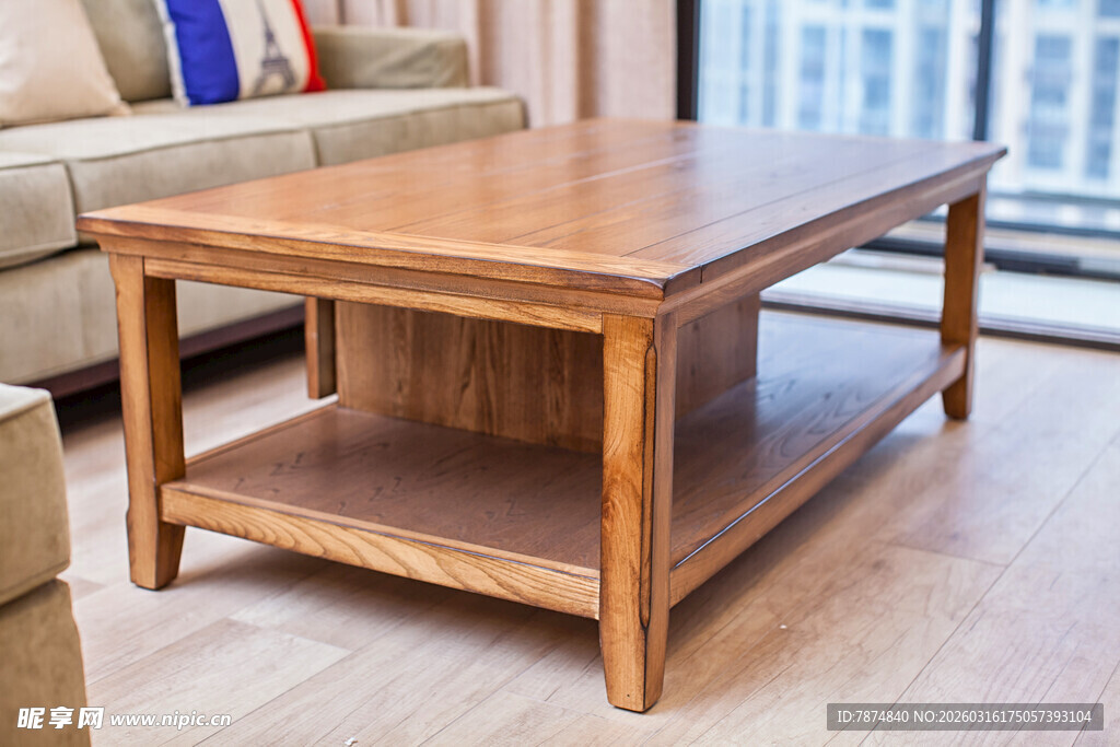 木质双层茶几 简约客厅风