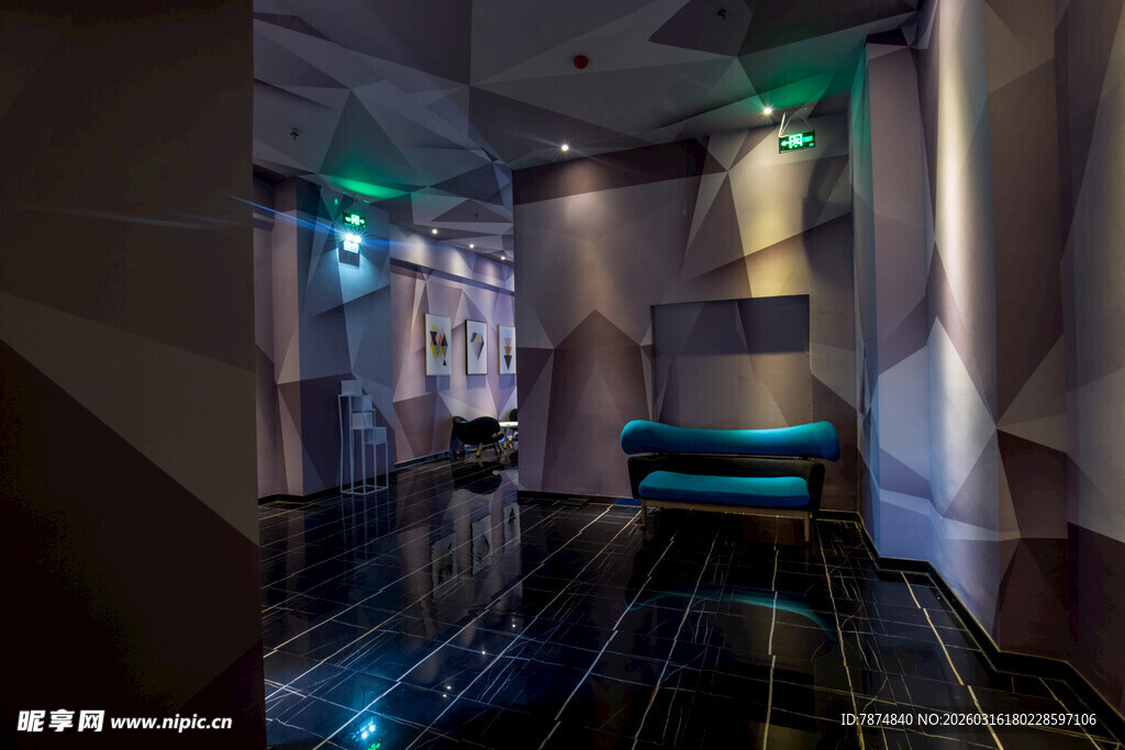 时尚炫酷的室内空间场景