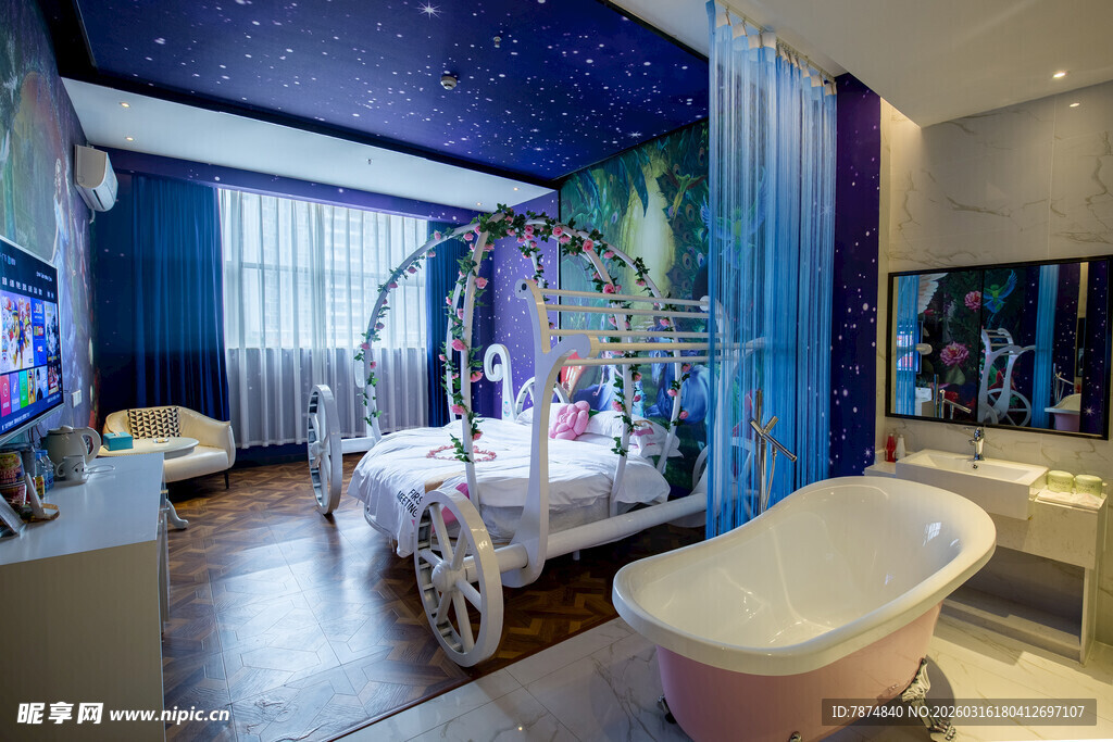 梦幻星空主题儿童卧室