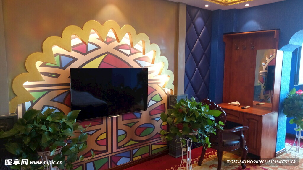 华丽客厅装饰电视墙场景