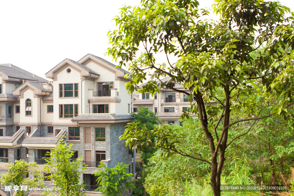 绿树环绕的多层住宅小区