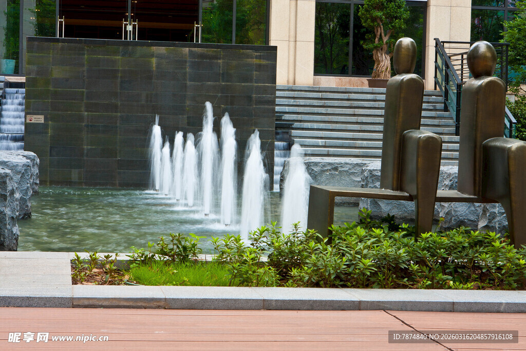 城市景观中的喷泉设施